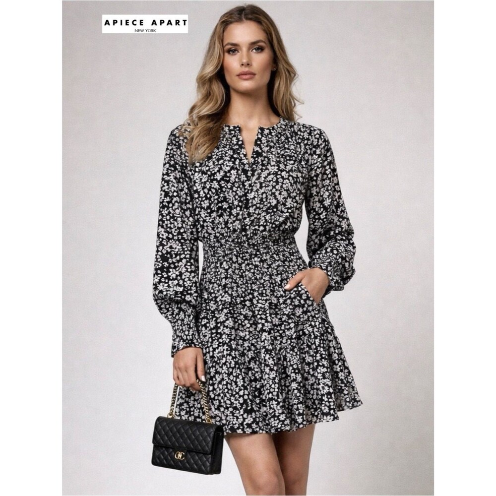 NWT Apiece Apart La Ventura Mini Dress 2XL 2X Cotton Floral Smocked Boho Tiered